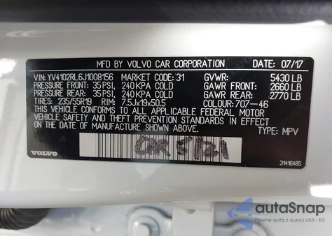 2018 Volvo Xc60 T5 Inscription from USA, damaged, VIN YV4102RL6J1008156